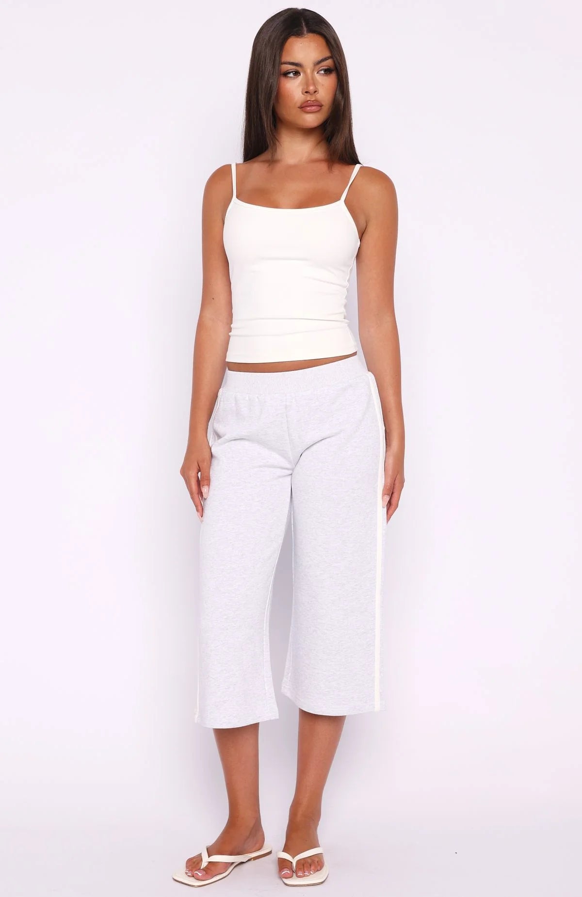 Stuck In A Daze Capri Track Pants Grey Marle