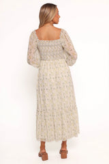 Keziah Long Sleeve Maxi Dress Yellow Floral