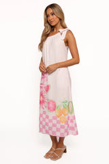 Reagan One Shoulder Midi Dress Pink