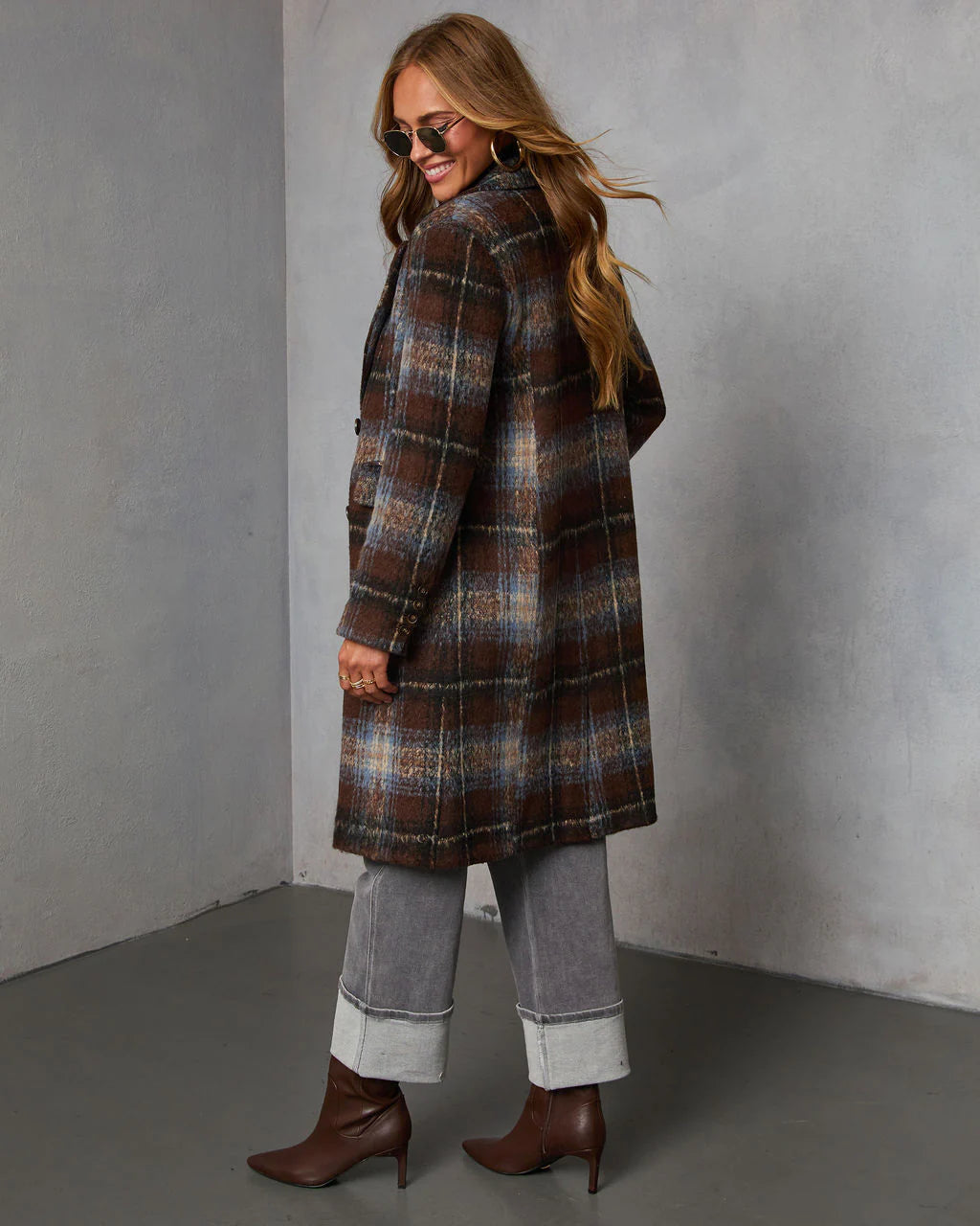 Devora Plaid Double Breasted Coat