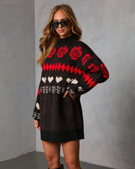 Marrene Abstract Mini Sweater Dress