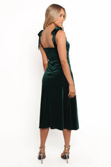 Laurel Velvet Midi Dress Emerald Green