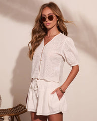 Ritual Moment Cotton Eyelet Puff Sleeve Top
