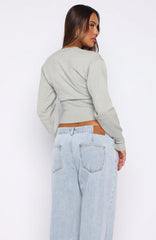 Cindy Cinched Knit Top Grey