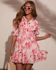 Tiah Collared Floral Mini Dress