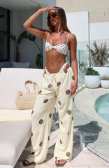 Tropic Muse Pants Cream Choc Polka Dot
