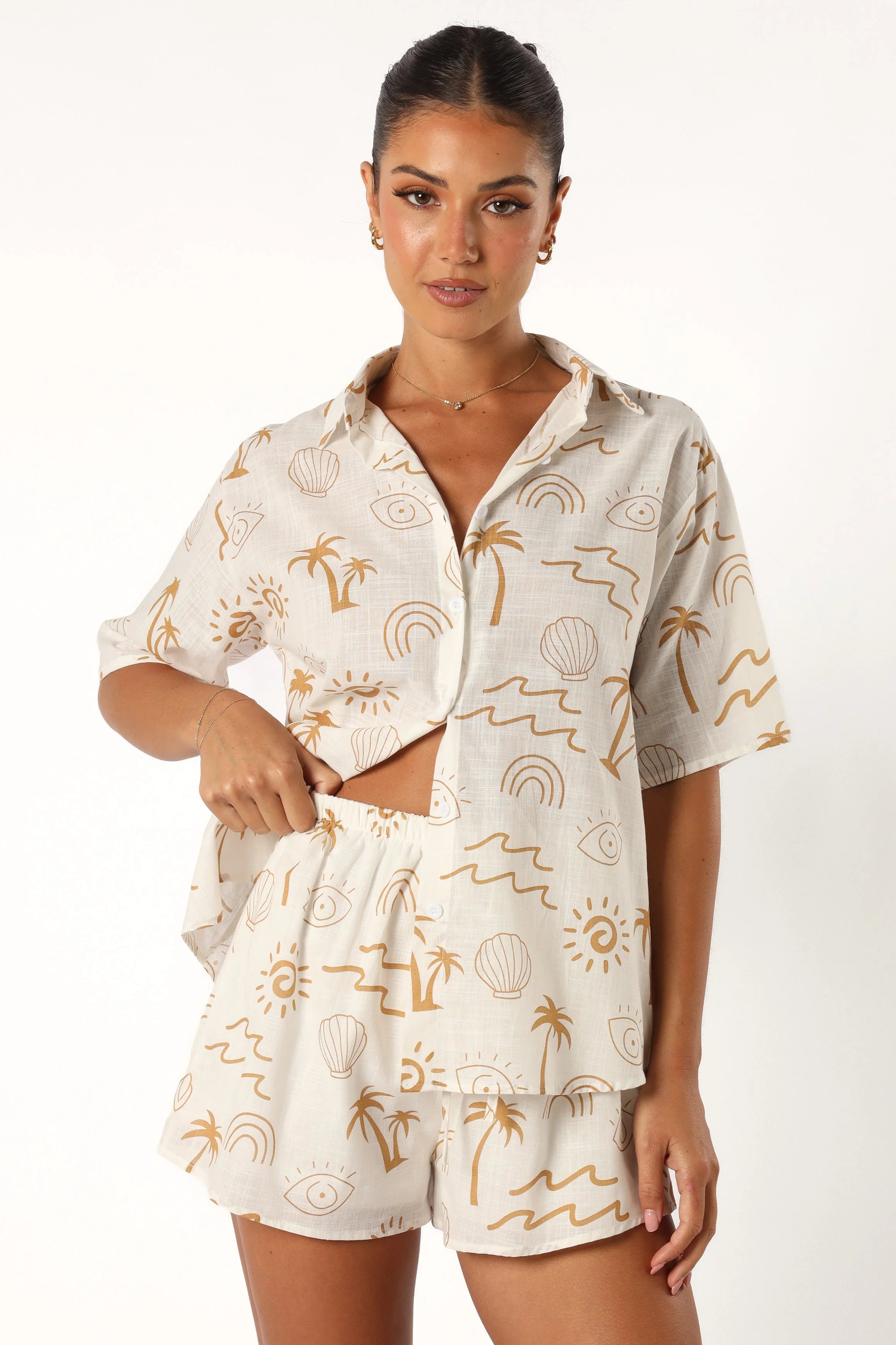 Tally Short Set White Beige