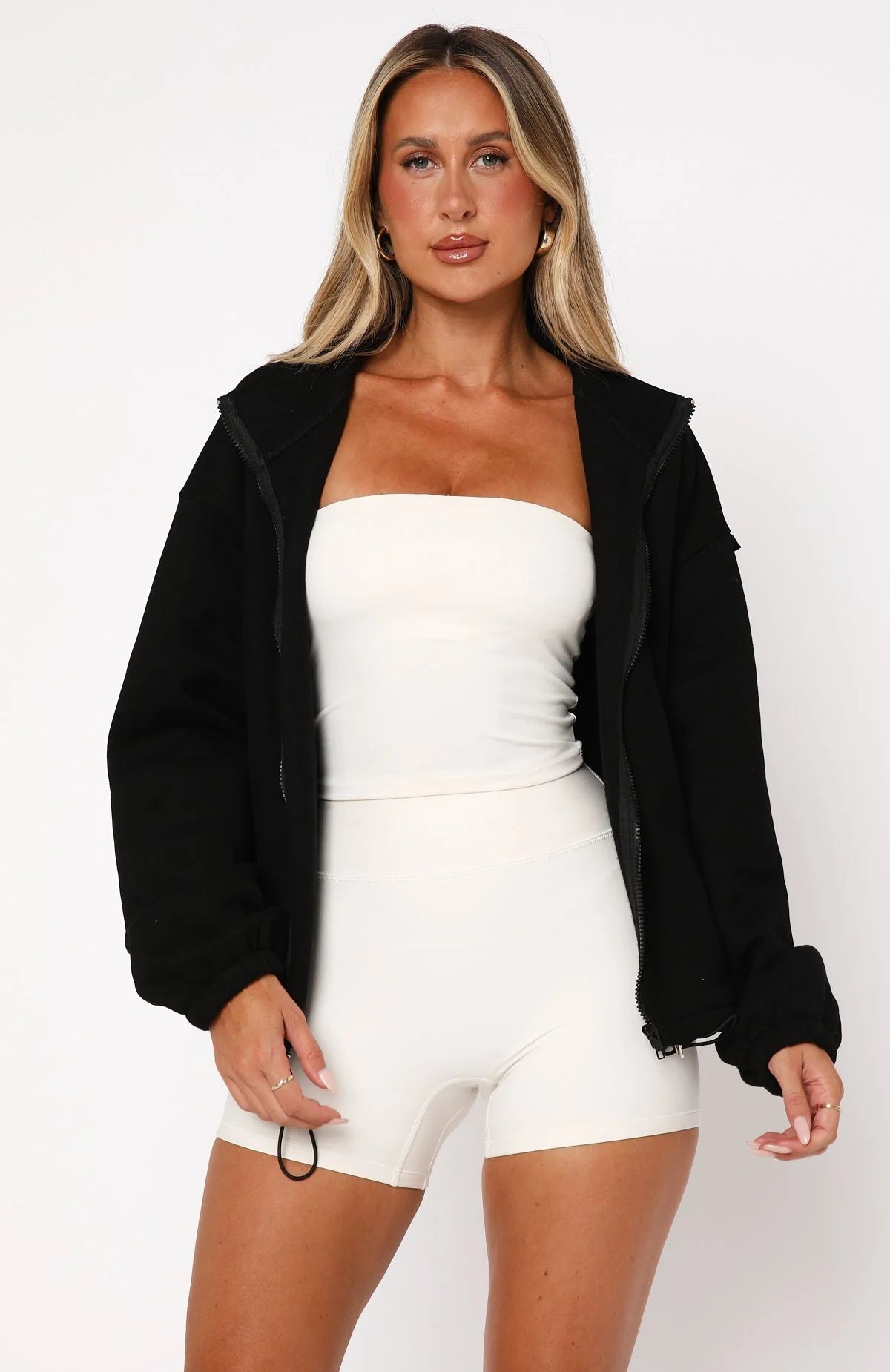 Dont Look Now Zip Front Sweater Black