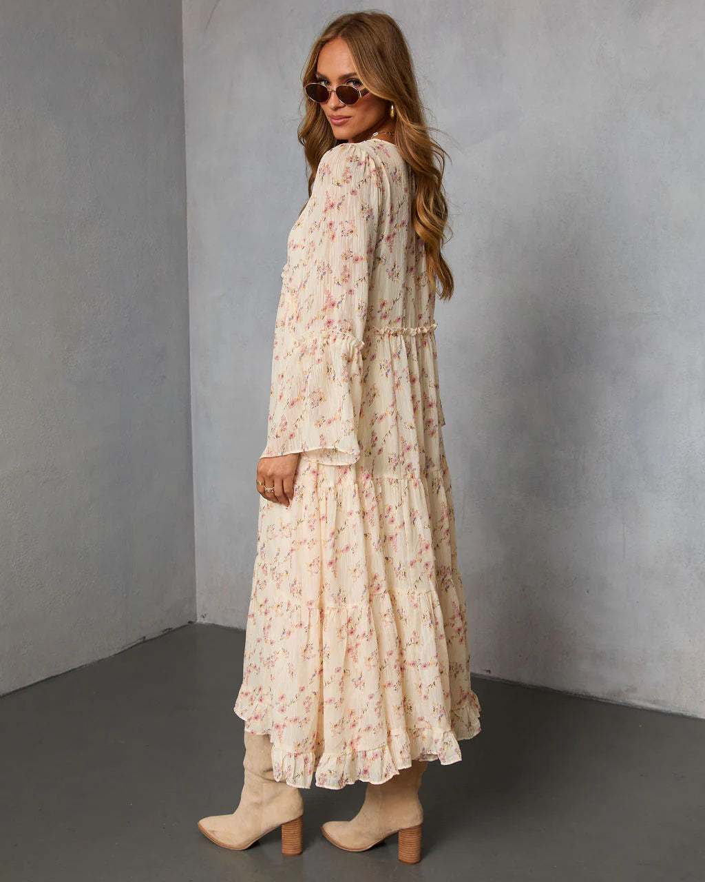 Amber Drift Printed Maxi Dress