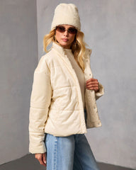 Frosted Avenue Faux Suede Puffer Jacket
