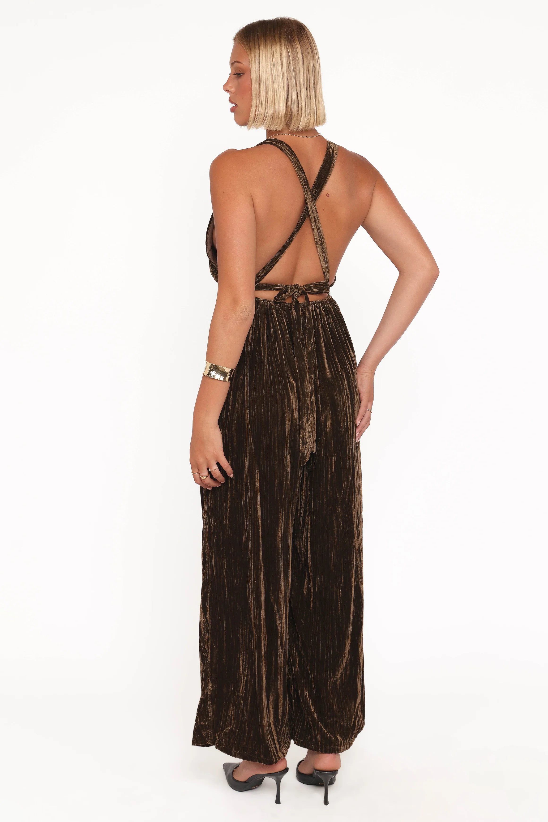 Melody Velvet Jumpsuit Mocha Olive