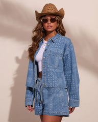 Prairie Canyon Paisley Denim Button Down Top