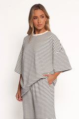 Wilda Oversized Tee White Black Stripe