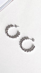 Twist Hoop Earrings Silver