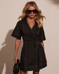 Nella Contrast Wrap Tie Mini Dress