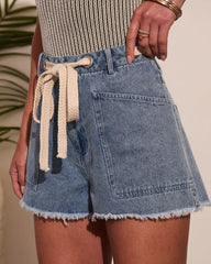 Anelle Drawstring High Rise Denim Shorts