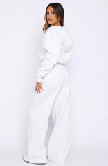 Wishing For It Wide Leg Sweatpants Grey Marle
