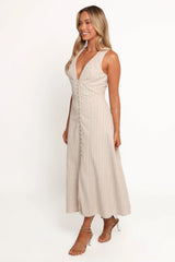 Aisling Midi Dress Beige Gold