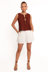Nika Pleated Top Chocolate Brown
