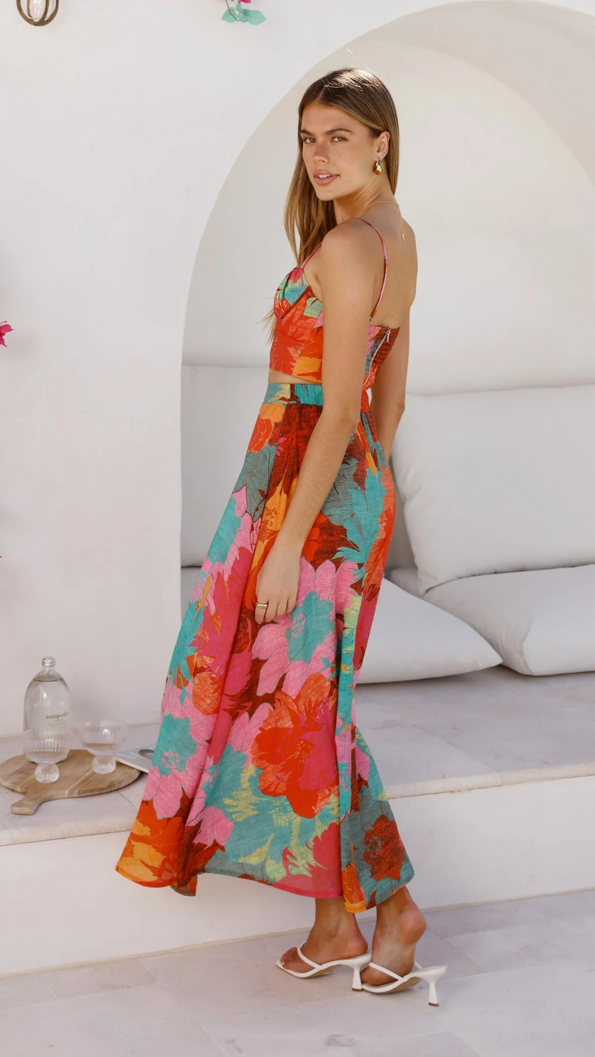 Rixie Maxi Skirt Orange Floral