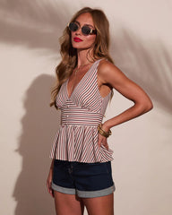 Sunlit Heritage Striped Peplum Top