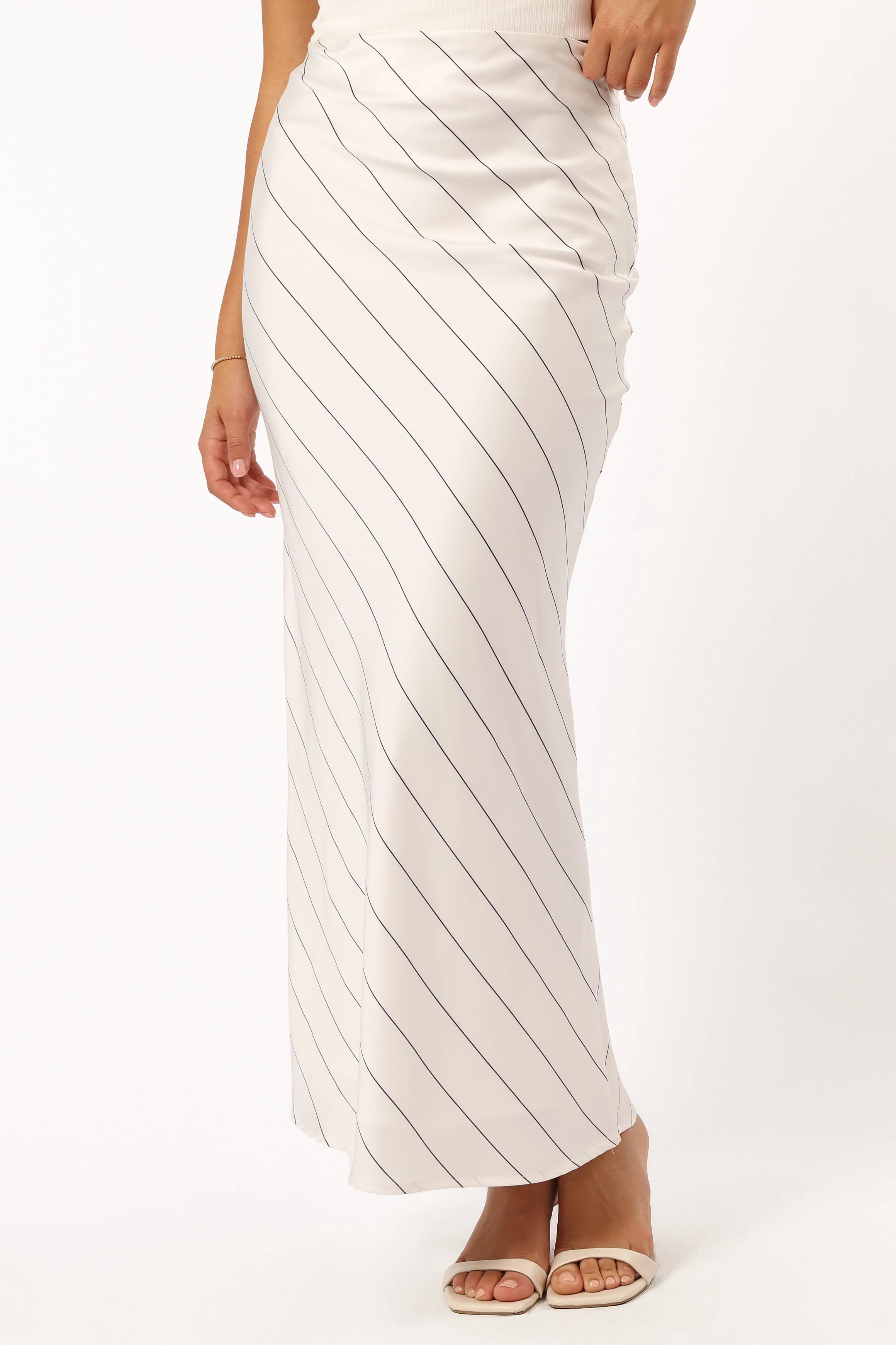 Heidi Stripe Slip Skirt White Black Stripe