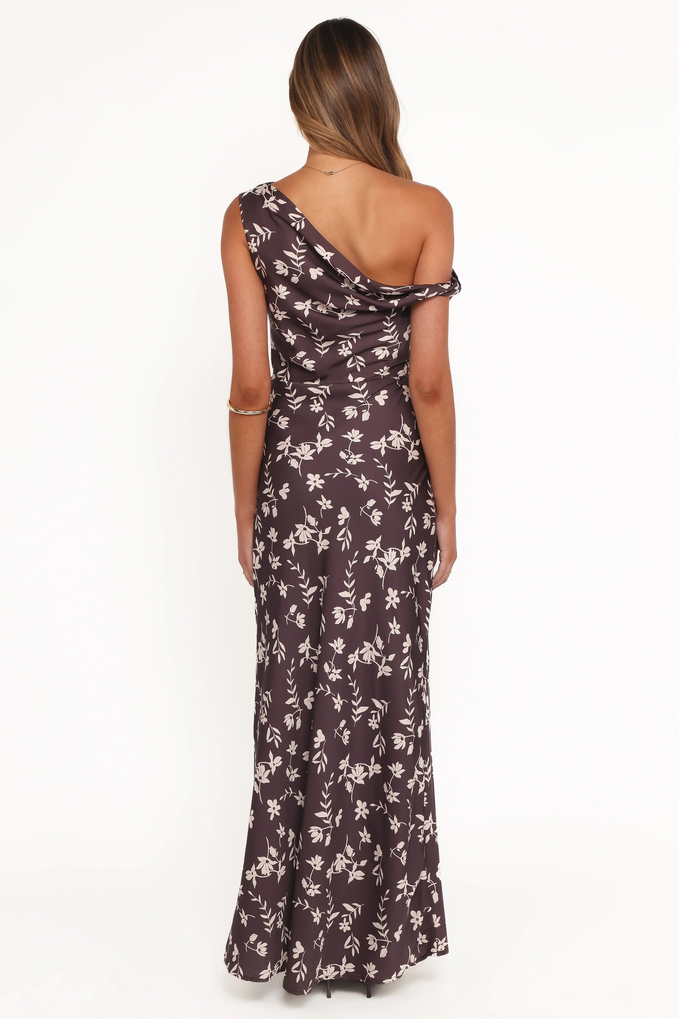 Zafira Midi Dress Brown Cream Floral