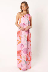 Tillie One Shoulder Maxi Dress Pink Floral