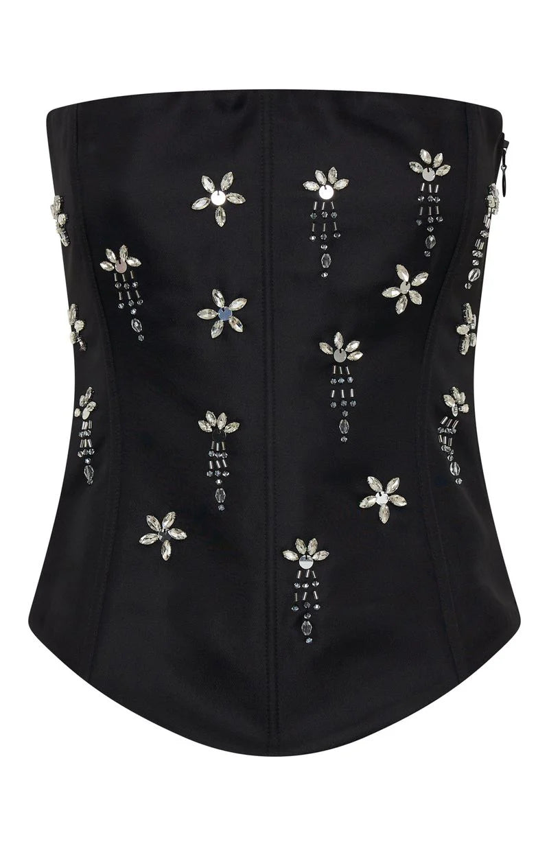 Damned Heart Embellished Bustier Black