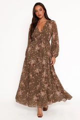 Anisa Maxi Dress Olive Floral
