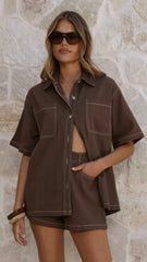 Olivia Shirt and Shorts Set Chocolate