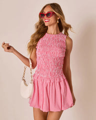 Lilianne Gingham Bubble Hem Mini Dress