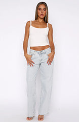 Bring The Style Low Rise Wide Leg Jeans Glacier Blue