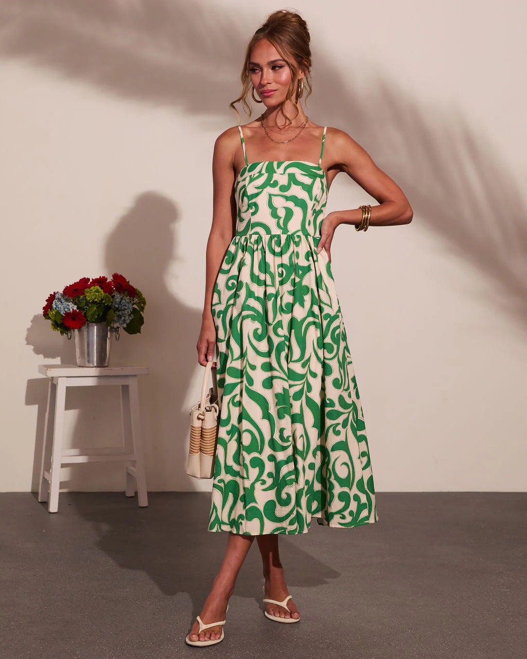 Coastal Heirloom Cotton Abstract Print Midi Dress