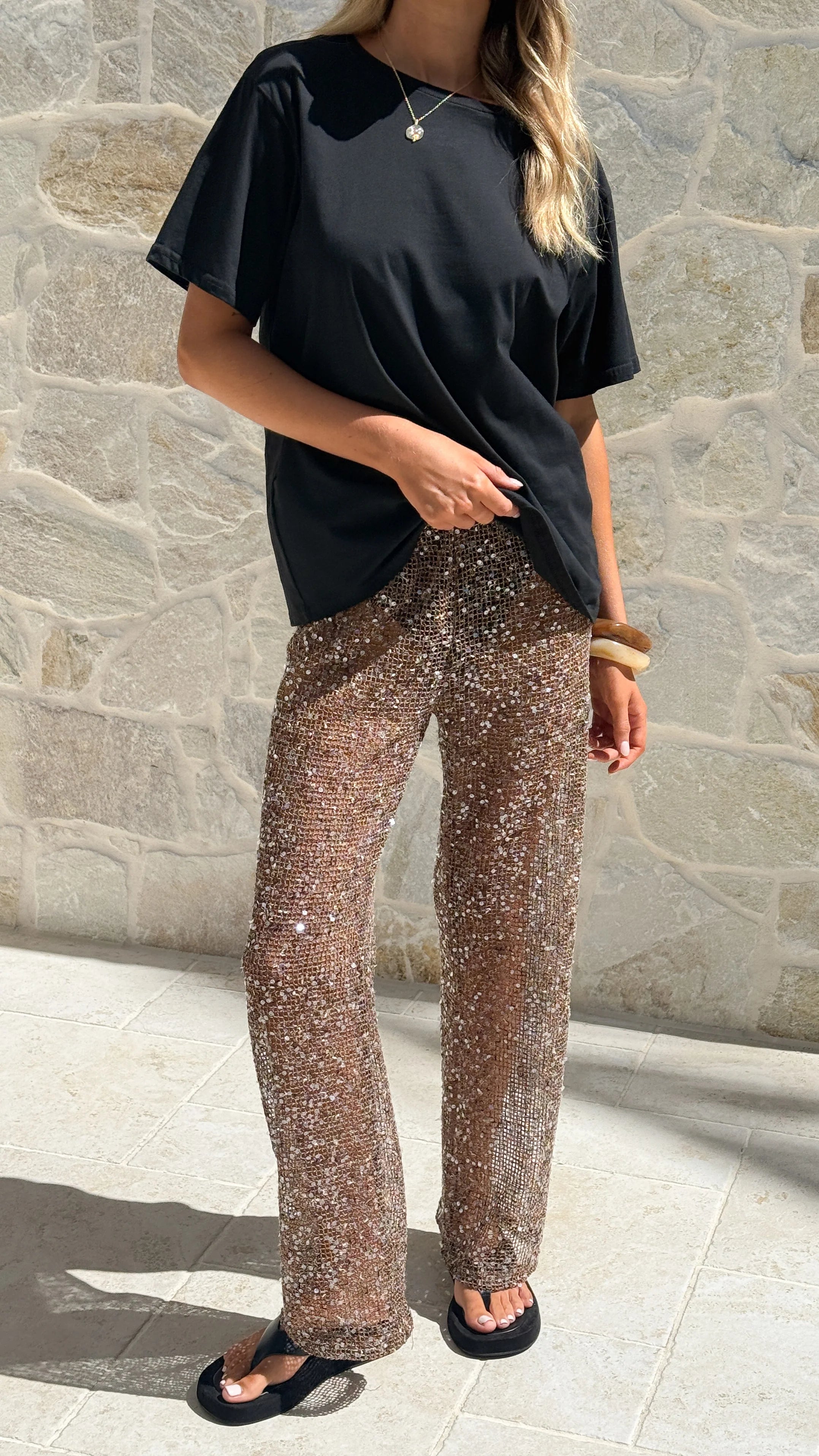 Zinnia Sequins Pant Mocha