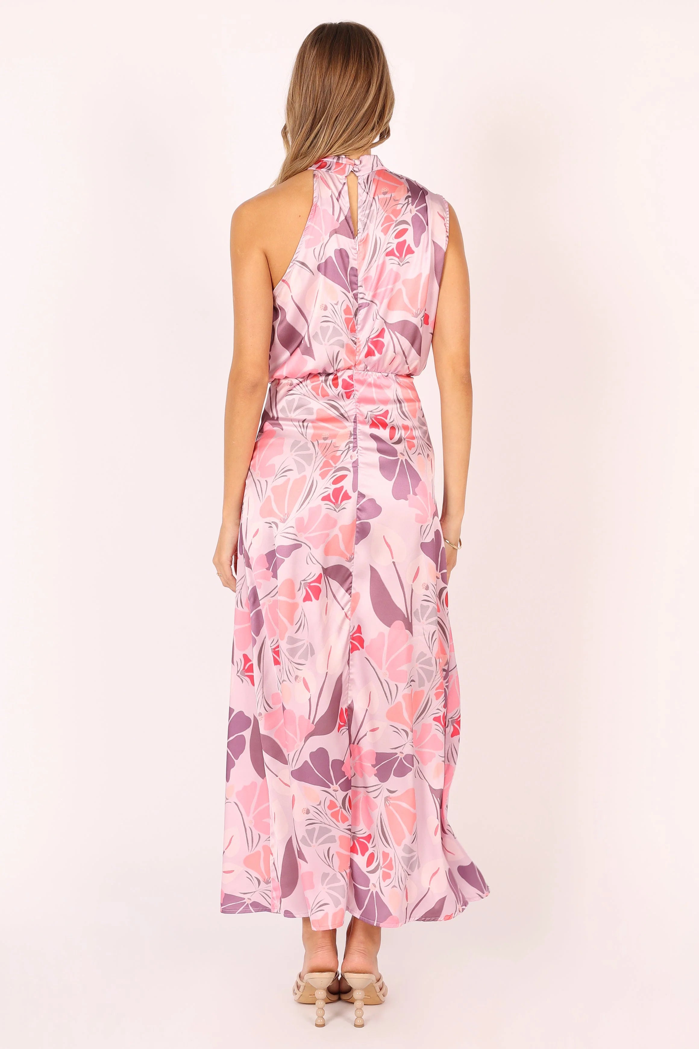 Amelia Halterneck Maxi Dress Pink Floral