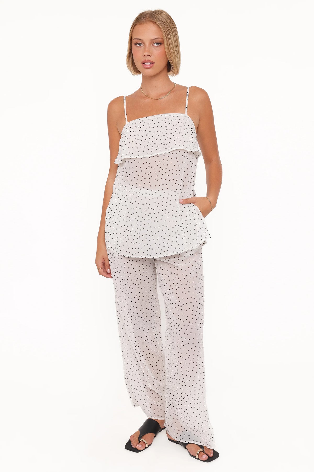 Hazel Pant Set Cream Polka Dot