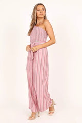 Amilia One Shoulder Jumpsuit Stripe