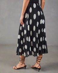 Evening Icon Pleated Polka Dot Midi Skirt