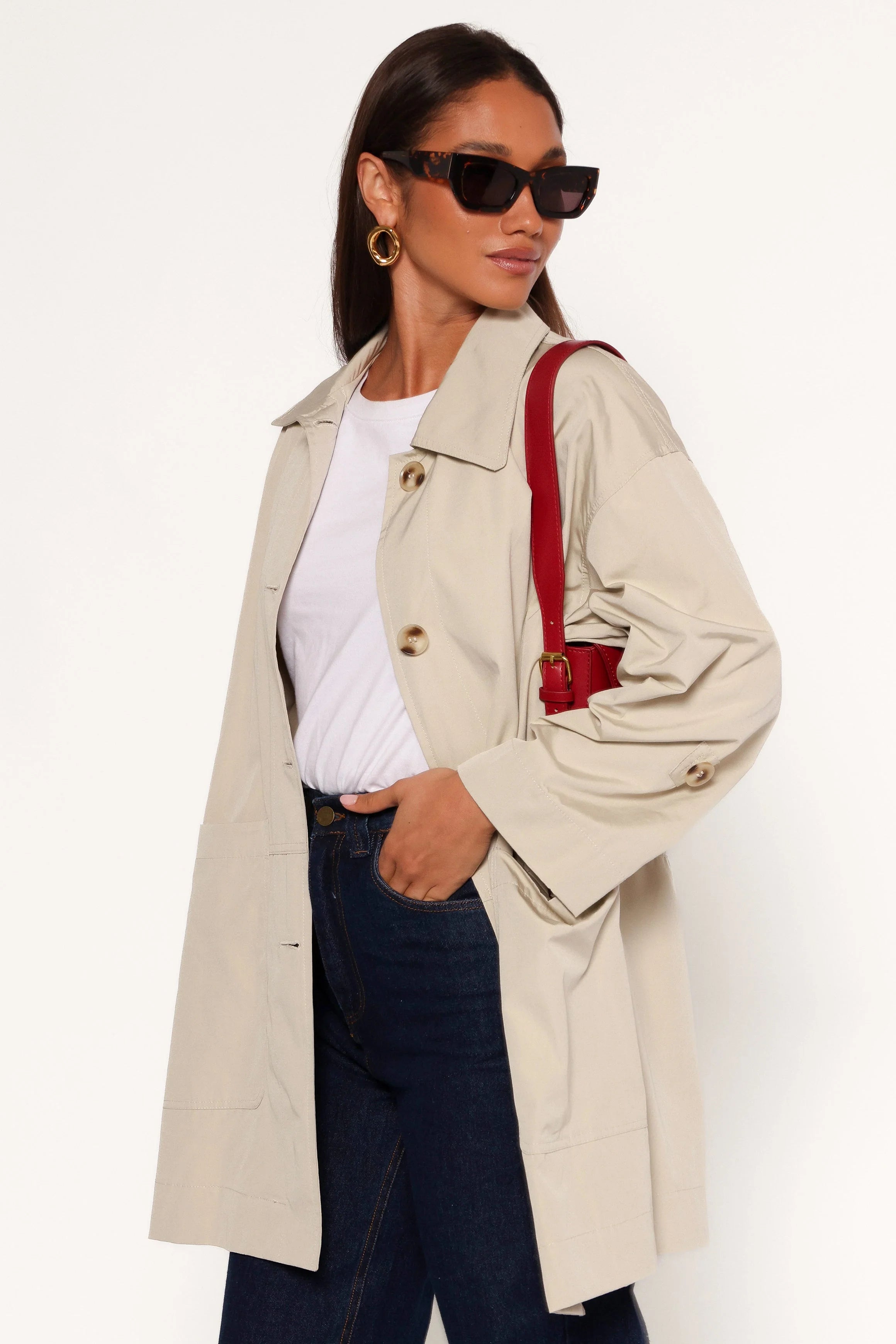 Stella Button Front Collar Jacket Taupe
