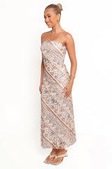 Saskia Strapless Midi Dress Brown