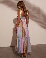 Sweet Spring Patchwork Maxi Dress