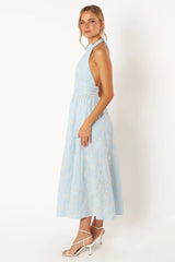Taila Halterneck Midi Dress Blue Floral
