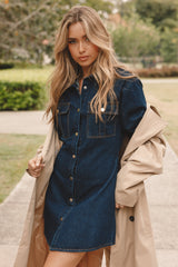 Hailey Denim Mini Dress Dark Denim