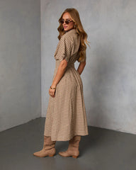 Backroad Blues Gingham Midi Shirt Dress