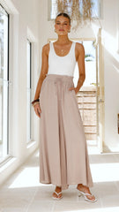 Avery Wide Leg Pants Beige