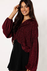 Cadence Long Sleeve Top Burgundy