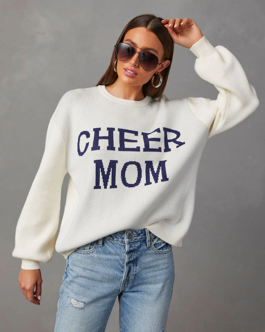 Cheer Mom Knit Pullover Sweater