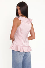 Orelia Ruffle Front Top Pink