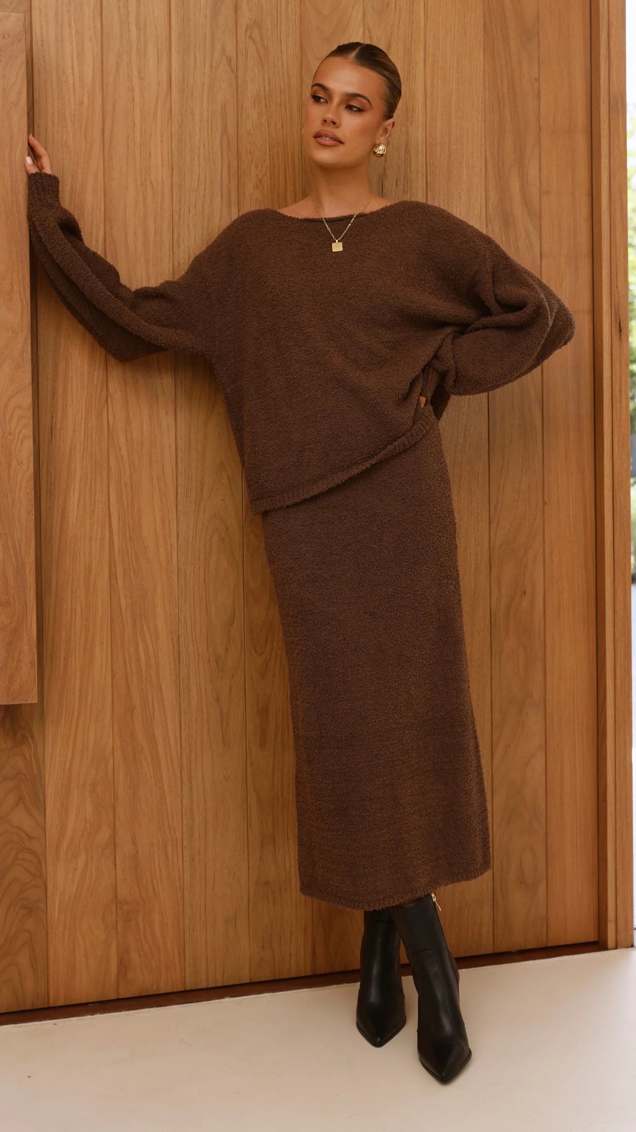 Cohen Knit Midi Skirt Chocolate